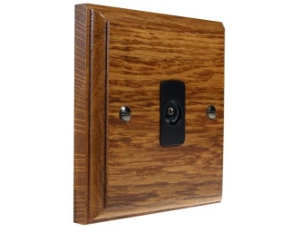 Classic Wood 1Gang TV Co-axial Isolated Socket in Medium Oak